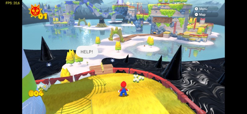 Super Mario 3D World + Bowser's Fury (Samsung Galaxy S23, Qualcomm proprietary GPU driver)