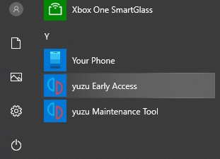 yuzu Start Menu Icons